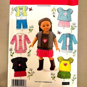 Simplicity 1902 Doll Clothes Sewing Pattern, Size OS (One Size) NEW